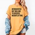 Introverted Weightlifter Gym Weightlifting Introvert Women's Comfort Colors T-Shirt Mustard