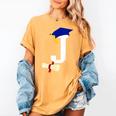 Kids Initial J Letter For Boys Preschool Graduation Kindergarten Women's Comfort Colors T-Shirt Mustard
