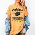 Kindergarten Graduation Shirt I Survived Kindergarten Women's Comfort Colors T-Shirt Mustard