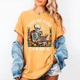 Leave Me Alone Skeleton Reading Book Floral Moon Librarian Women's Comfort Colors T-Shirt Mustard