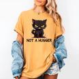 Not A Hugger Tee Angry Cat Sarcastic Cute Introvert Women's Comfort Colors T-Shirt Mustard