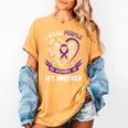 Purple In Memory Of Brother Alzheimers Awareness Back Print Women's Comfort Colors T-Shirt Mustard Purple In Memory Of Brother Alzheimers Awareness Back Print Women's Comfort Colors T-Shirt Mustard