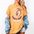 Purple In Memory Of My Dad Pancreatic Cancer Back Graphic Women's Comfort Colors T-Shirt Mustard