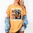 Well Read & Slightly Feral Raccoon Book Lover Graphic Women's Comfort Colors T-Shirt Mustard