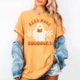 Read More Books Cute Ghost Reading Book Teacher Halloween Women's Comfort Colors T-Shirt Mustard