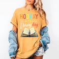Reading Books Bibliophile Hooray It's Library Day Women's Comfort Colors T-Shirt Mustard