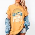 I Like Sharks & Maybe Like 3 People Humor Introverts Summer Women's Comfort Colors T-Shirt Mustard