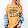 Skeleton Heart Read Reading Book Librarian Halloween Women Women's Comfort Colors T-Shirt Mustard
