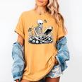 Skeleton Reading Book Floral Dark For Book Lovers Women's Comfort Colors T-Shirt Mustard