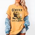 Sleeping Cat And Books With Coffee Lover Women's Comfort Colors T-Shirt Mustard Sleeping Cat And Books With Coffee Lover Women's Comfort Colors T-Shirt Mustard