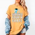 I Survived Fourth Grade Graduation Kids Owl Grad Women's Comfort Colors T-Shirt Mustard