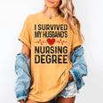 I Survived My Husband's Nursing Degree School Graduation Women's Comfort Colors T-Shirt Mustard