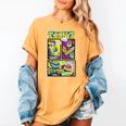 Teenage Mutant Ninja Turtles Retro Neon Comic Book Panels Women's Comfort Colors T-Shirt Mustard