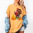 Turkey Reading Books Fall Thanksgiving Teacher Book Women's Comfort Colors T-Shirt Mustard