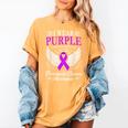 I Wear Purple In Memory Of My Dad Pancreatic Cancer Women's Comfort Colors T-Shirt Mustard I Wear Purple In Memory Of My Dad Pancreatic Cancer Women's Comfort Colors T-Shirt Mustard