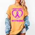 I Wear Purple In Memory Of Friend Alzheimers Heart Graphic Women's Comfort Colors T-Shirt Mustard