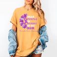 I Wear Purple In Memory Of My Mom Pancreatic Cancer Ribbon Women's Comfort Colors T-Shirt Mustard I Wear Purple In Memory Of My Mom Pancreatic Cancer Ribbon Women's Comfort Colors T-Shirt Mustard