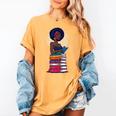Woman And Books Stack Afro Girl Reading Lover Women's Comfort Colors T-Shirt Mustard