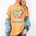 Women's I Wear Teal & Purple In Memory Of My Husband Women's Comfort Colors T-Shirt Mustard Women's I Wear Teal & Purple In Memory Of My Husband Women's Comfort Colors T-Shirt Mustard
