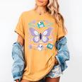 Y2K Butterfly Floppy Disk Art Digital Nostalgia Women's Comfort Colors T-Shirt Mustard