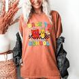Back To School Checkered Book Pencil Groovy Teacher Student Women's Comfort Colors T-Shirt Yam