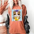 Bulldog Anime Pup Graduation Women's Comfort Colors T-Shirt Yam