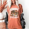 Coffee Cats And Books Cats And Reading Lovers Women's Comfort Colors T-Shirt Yam