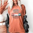 Coffee Crochet Good Book Bookish Yarn Crafter Women's Comfort Colors T-Shirt Yam