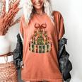 Coquette Christmas Book Tree Xmas Lights Librarian Teacher Women's Comfort Colors T-Shirt Yam