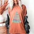 Cute Bookmas Christmas Book Tree Book Lover Teacher Women's Comfort Colors T-Shirt Yam