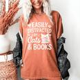 Easily Distracted By Cats And Books Reading Apparel Women's Comfort Colors T-Shirt Yam