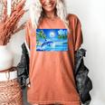Frutiger Aero Dolphin Sunset Ocean With Palm Trees Y2k Premium Women's Comfort Colors T-Shirt Yam