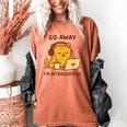 Go Away I'm Introverting Cozy Cat With Laptop And Coffee Women's Comfort Colors T-Shirt Yam
