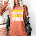 Just Because I'm Awake No Morning Person Introvert Witty Women's Comfort Colors T-Shirt Yam