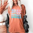 Next Stop Kindergarten Groovy Graduation Last Day Of School Women's Comfort Colors T-Shirt Yam
