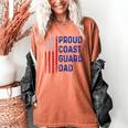 Retro Proud Coast Guard Dad Graduation Dad Usa Flag Outfit Women's Comfort Colors T-Shirt Yam