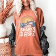 I Like Sharks & Maybe Like 3 People Humor Introverts Summer Women's Comfort Colors T-Shirt Yam