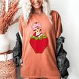 Strawberry Shortcake Sitting On Strawberry Retro Nostalgia Women's Comfort Colors T-Shirt Yam