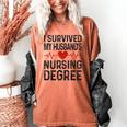 I Survived My Husband's Nursing Degree School Graduation Women's Comfort Colors T-Shirt Yam