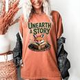 Unearth A Story Fox Reads a Book Women's Comfort Colors T-Shirt Yam Unearth A Story Fox Reads a Book Women's Comfort Colors T-Shirt Yam