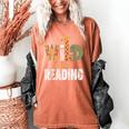 Wild About Reading Books Animal Theme Bookworm Library Day Women's Comfort Colors T-Shirt Yam