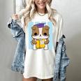 Bulldog Anime Pup Graduation Women's Comfort Colors T-Shirt Ivory