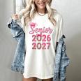 Coquette Pink Bow Flowers Senior 2026 2027 Graduation Women's Comfort Colors T-Shirt Ivory