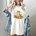 Crocodile Reading Book Watercolor Flowers Kids Women's Comfort Colors T-Shirt Ivory