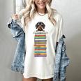 Cute Wiener Dog Dachshund Reading On Pile Of Books Women's Comfort Colors T-Shirt Ivory