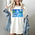 Frutiger Aero Dolphin Sunset Ocean With Palm Trees Y2k Women's Comfort Colors T-Shirt Ivory Frutiger Aero Dolphin Sunset Ocean With Palm Trees Y2k Women's Comfort Colors T-Shirt Ivory