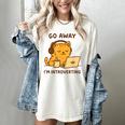 Go Away I'm Introverting Cozy Cat With Laptop And Coffee Women's Comfort Colors T-Shirt Ivory