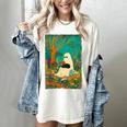 Groovy Ghost Reading Book Cat Halloween Ghost Teacher Women's Comfort Colors T-Shirt Ivory