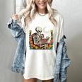 Leave Me Alone Skeleton Reading Book Floral Moon Librarian Women's Comfort Colors T-Shirt Ivory
