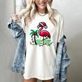 Nostalgia Holiday Tees -Adult Christmas Flamingo Small Short Sleeve Crew Neck Cotton Polyester Lightweight Ribbed Cuff Winter Women's Comfort Colors T-Shirt Ivory